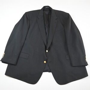 Vtg USA Made Wimbledon 56L Black Hopsack Gold Button Blazer Jacket Sport Coat